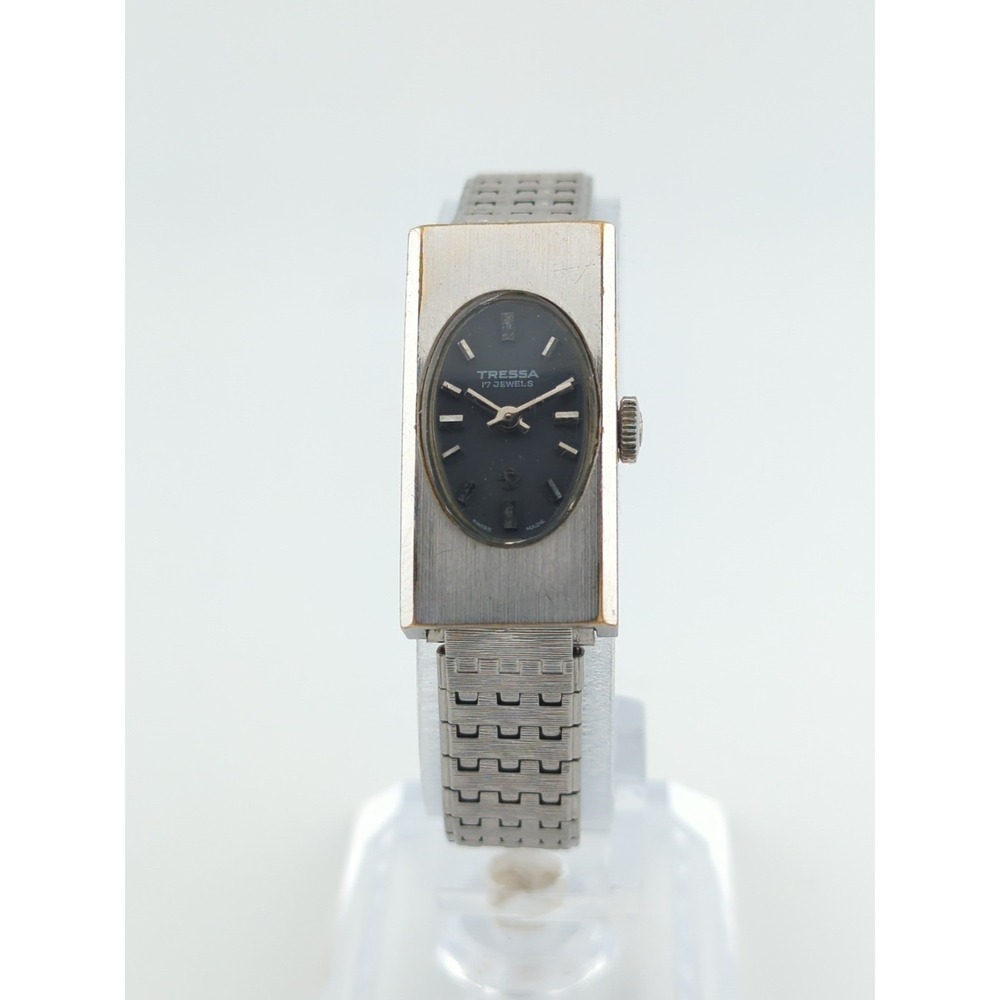Vtg Women's Tank Rectangle MCM Watch TRESSA Manual Wind G10 Plated - Works Great
